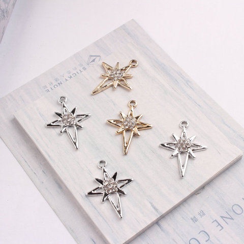 10 unids/lote colgantes de Metal de oro de abalorios de Color plateado cruces y forma de estrella DIY encanto con encantos de diamantes de imitación para la fabricación de la joyería DIY ► Foto 1/3