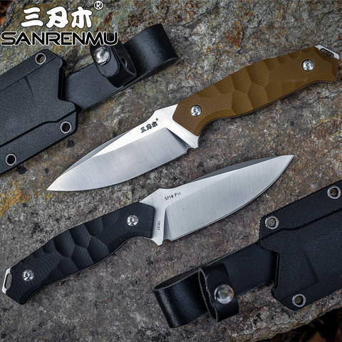 Sanrenmu llavero S718 cuchillo K funda 12C27 hoja acampar al aire libre supervivencia caza táctico cuchillo EDC herramienta G10 ► Foto 1/6