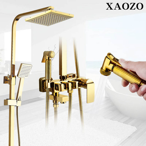 SPA Set de ducha de baño imitación de oro superficie dorada ducha mezclador con ducha de mano grifo lluvia ► Foto 1/6