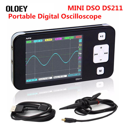 MINI osciloscopio Digital portátil profesional DS211 ARM Nano Pocket, DSO 211 DS 211 DS0211 DS0 211 con sonda MCX, nuevo ► Foto 1/6