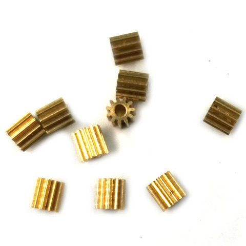 Engranaje de cobre de 111.5A, 0,3 M, 3,9mm de diámetro, Módulo pequeño de 11 dientes, agujero de 1,5mm, 2mm/4mm de altura, piezas de piñón de juguete, 10 unids/lote ► Foto 1/4