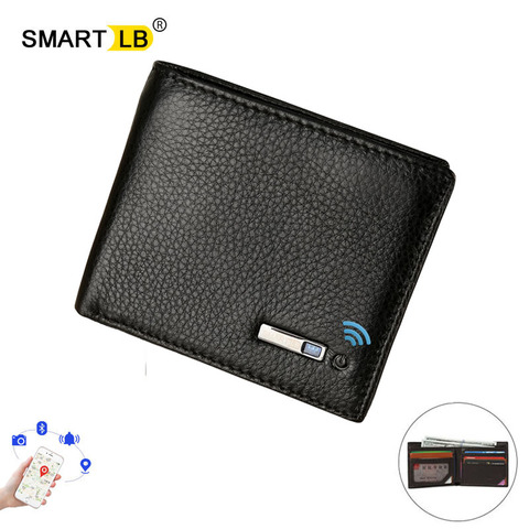 Cartera inteligente de cuero genuino antipérdida con Bluetooth para hombre, billetera de negocios de cuero suave de alta calidad, de lujo ► Foto 1/6