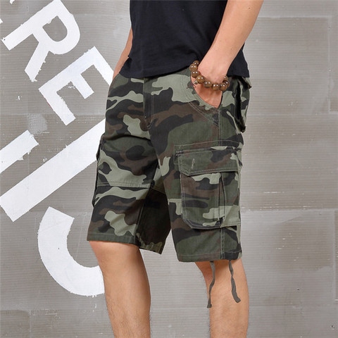 Pantalones cortos holgados con múltiples bolsillos para hombre, Shorts Camuflaje militar, Cargo, de camuflaje, Bermudas, Capris, talla grande, para verano, 2022 ► Foto 1/5