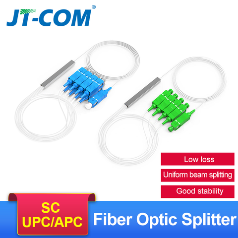 Separador óptico SC APC, 0,9mm, 1X8 FTTH, divisor de fibra óptica SC UPC PLC FBT, acoplador óptico de modo único, tubería de acero simple de PVC ► Foto 1/6