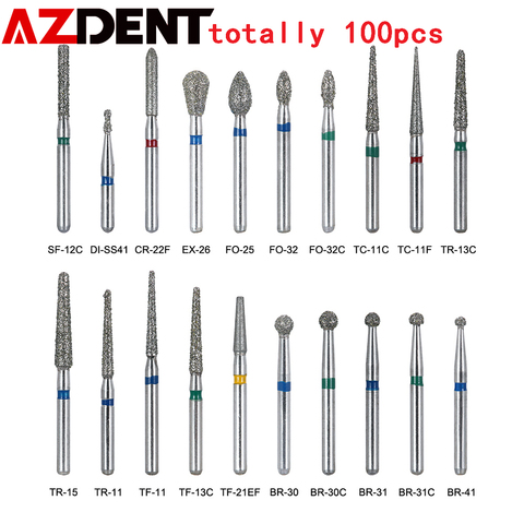 AZDENT 100 uds/20 cajas de fresas de diamante Dental taladro para dientes cerámica de porcelana compuesto pulido alta velocidad manual Dia.1.6mm ► Foto 1/6