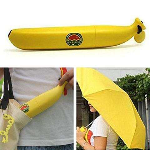 Paraguas plegable para niños, sombrilla Anti-UV a prueba de viento con forma de plátano ► Foto 1/6