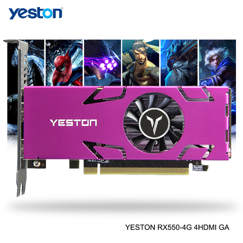 Yeston razon RX 550 GPU 4GB GDDR5 128bit para juegos de escritorio ordenador de sobremesa tarjetas gráficas de vídeo compatibles con HDMI X4 uso simultáneo ► Foto 1/6