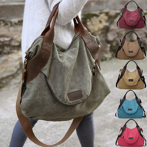 2022 bolso de mujer de gran capacidad, bolso de mano informal para mujer, bolso de hombro femenino, bolso cruzado de lona para mujer, bolso de compras ► Foto 1/6