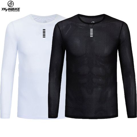 YKYWBIKE-Camisa de manga larga para ciclismo, ropa interior para bicicleta de carreras, color blanco y negro, capa Base, 2022 ► Foto 1/6