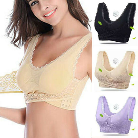 Sujetadores sin costuras mágicos para mujer, ropa interior Sexy con realce, hebilla lateral de Cruz frontal, encaje transpirable ► Foto 1/4