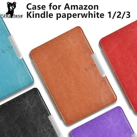 Caja de cubierta de cuero con cierre magnético funda para Amazon Kindle Paperwhite 1/2 + protector de pantalla + stylus pen ► Foto 1/6