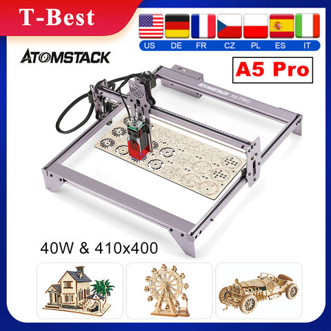 ATOMSTACK-grabador láser A5 Pro, 40W, CNC, escritorio, máquina cortadora de grabado láser, 410x400, compresión de área de grabado ► Foto 1/6