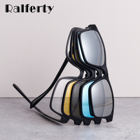 Gafas de sol Ralferty magnéticas polarizadas con Clip para gafas de mujer, gafas cuadradas TR90 UV400, Marcos ópticos 3D 7 en 1 Oculos A2247 ► Foto 1/6