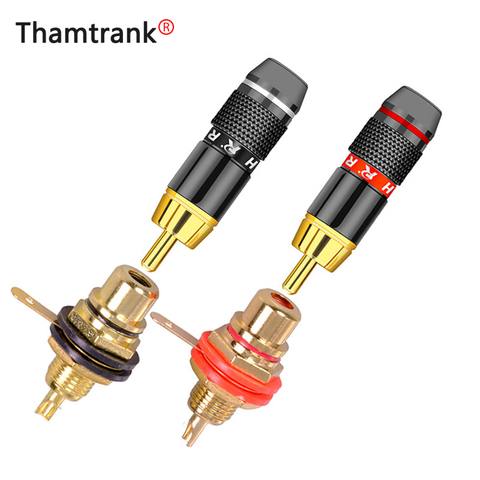 Conector de Cable de 6mm, conector RCA macho + toma hembra, conector de Cable de soldadura, chasis de montaje en Panel RCA ► Foto 1/6
