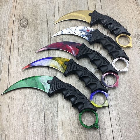 Cuchillo táctico de supervivencia con garra de Karambit, cuchillo de caza, hoja de fijación, arcoíris ► Foto 1/5