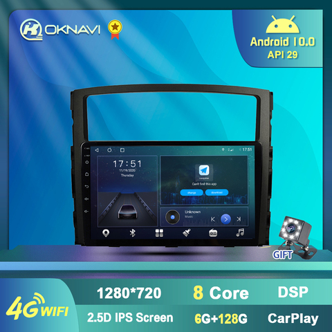 OKNAVI 4G Android 10 coche Multimedia reproductor de vídeo para Mitsubishi Pajero V80 V90 2009-2016 Carplay DSP RDS GPS de navegación 2 Din ► Foto 1/6