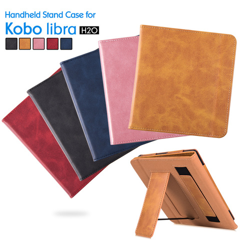 AROITA-funda con soporte para Kobo Libra H2O, cubierta protectora inteligente de cuero PU con correa de mano, cierre magnético y encendido automático/sueño ► Foto 1/6