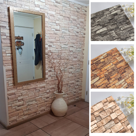 Pegatinas de pared 3D de espuma autoadhesivas, paneles de papel de pared para decoración del hogar, sala de estar, dormitorio, hogar, pegatina de pared lisa ► Foto 1/6