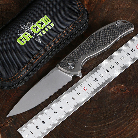 Cuchillo plegable Green thorn F95 d2, acero TC4 aleación de titanio + mango de fibra de carbono, cuchillo de caza para acampar, cuchillo de fruta EDC práctico ► Foto 1/6