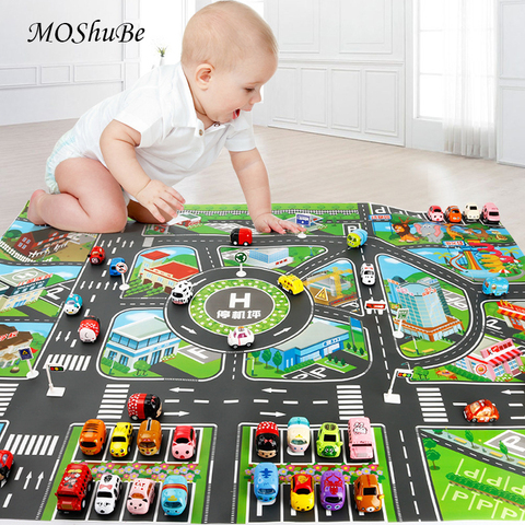 Alfombra de juego para bebés, Parque de Tráfico de ciudad grande, impermeable, educativo, tapete para niños, juego de actividades, coche extraíble, juguetes para niños ► Foto 1/5