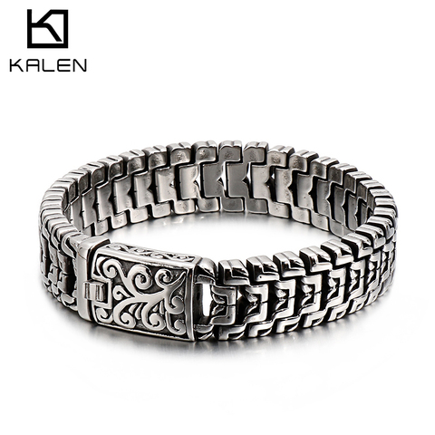 KALEN-pulsera Punk con forma de flecha pulida para hombre, de 22cm cadena de bicicleta de acero inoxidable, Bohemia, accesorios de joyería para hombre 2022 ► Foto 1/6