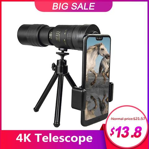 Telescopio 4K portátil 10-300x40mm, monoculares con Zoom ultralargo, lente de prisma BAK4, adecuado para teléfonos inteligentes, Camping, observación de aves ► Foto 1/6