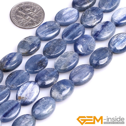 Cuentas de cianita azul de piedra Natural para fabricación de joyas, hilo de 15 pulgadas, cuentas de moneda cuadradas ovaladas para pulsera y collar DIY ► Foto 1/6