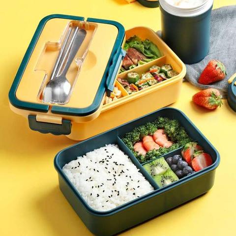 Bento Box-contenedor de comida estilo japonés para niños, caja cuadrada para almuerzo con compartimiento, a prueba de fugas, Material de paja de trigo ► Foto 1/6