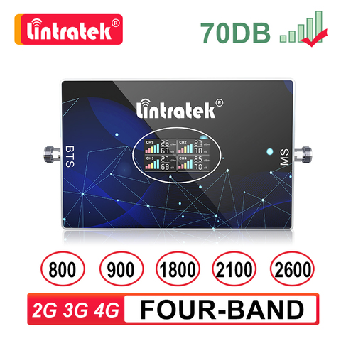 Amplificador celular de cuatro bandas GSM 2G 3G 4G B20 LTE 800 900 1800 2100 2600 teléfono móvil 850 amplificador de señal 4G repetidor B7 2600mhz Lintratek s6 ► Foto 1/6