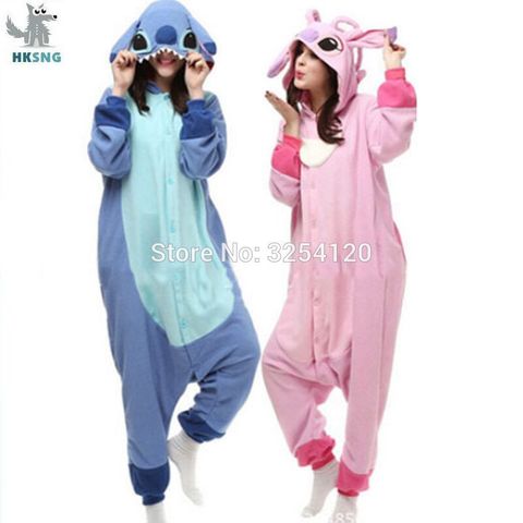 Pijamas Kigurumi Stitch de franela para adultos y niños, disfraz de Cosplay  de dibujos animados, Anime, Invierno