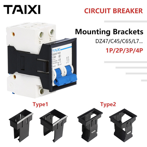 Soportes de disyuntor MCB, Base de montaje DZ47 C45 C65 L7, agujeros de marco fijo 1P 2 3 4 polos, estante de plástico negro en miniatura ► Foto 1/6