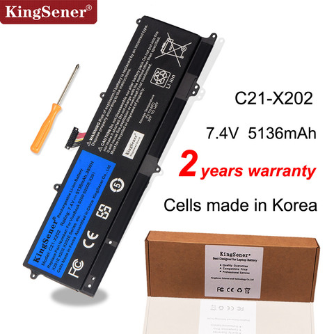 KingSener C21-X202 batería de portátil para ASUS VivoBook S200 S200E X201 X201E X202 X202E S200E-CT209H S200E-CT182H S200E-CT1 5136mAh ► Foto 1/6