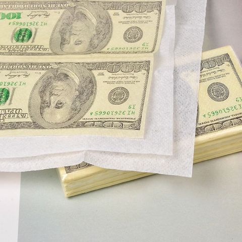 10 hojas/Paquete de papel de seda con diseño de dólar, toalla desechable de madera pura, servilleta de dinero portátil, pañuelo, vajilla de fiesta ► Foto 1/1