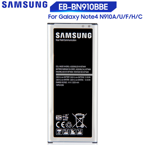 Batería Original para Samsung Galaxy NOTE4 N910a N910V N910C Nota 4 N910u N910F N910H EB-BN910BBE EB-BN910BBK NFC 3220 mAh ► Foto 1/6