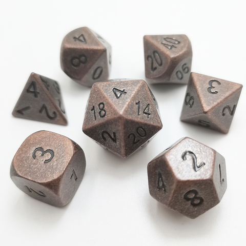 Juego de dados de metal DND para mazmorras y dragones (D & D), muchos juegos de rol, poliédricos y RPG, 7 veces ► Foto 1/6