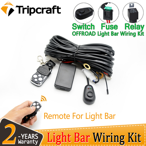 Tripcraft-Barra de luz LED de obra de 12V 40A, cableado con arnés remoto, Kit de relé para Auto todoterreno, interruptor de fusible de hilo de luz de conducción 4x4 ► Foto 1/6