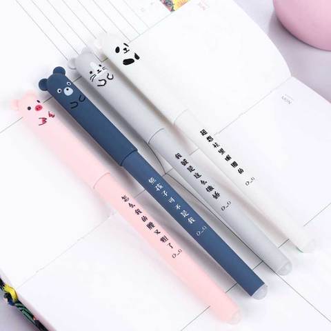 Bolígrafo con mango lavable para estudiantes, bolígrafos bonitos de cerdo y panda, varillas de recarga de 0,35mm, bolígrafo de Gel borrable de tinta azul, papelería, suministros escolares, 1 Uds. ► Foto 1/6