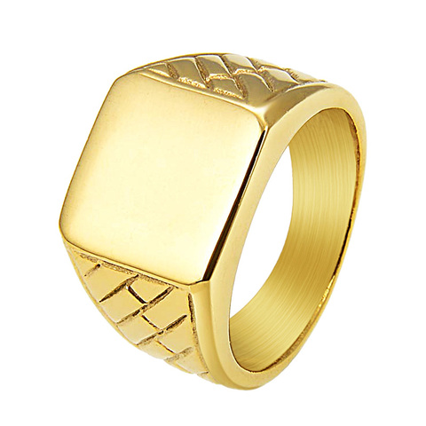 Los hombres de Color oro anillo cuadrado de acero inoxidable Punk Simple Signet anillos para hombres joyería de moda de las mujeres envío de la gota ► Foto 1/6