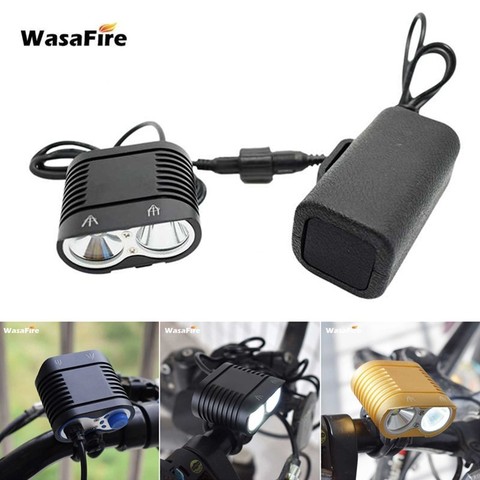 Mini 2 * L2 Luz de bicicleta 5000LM luz delantera de bicicleta LED faro MTB ciclismo de la lámpara de la cabeza + 8800mAh 18650 batería + cargador ► Foto 1/6