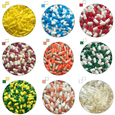 Cápsulas de gelatina vacías, cápsula de gelatina dura vacía, 10 colores, pastillas medicinales de Gel Kosher vitaminas 0, 1000 Uds. ► Foto 1/6