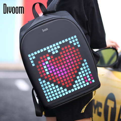 Divoom-mochila con imagen de píxel con pantalla LED personalizable, Control por aplicación, impermeable, para ciclismo, senderismo, actividades al aire libre, gran almacenamiento ► Foto 1/6