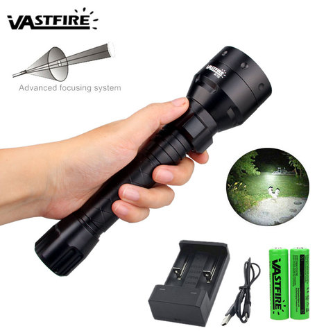 Lente de enfoque con zoom táctico para caza, linterna para arma de luz + Montaje del visor del Rifle + 500 + cargador USB + interruptor, 18650 yardas, 55mm ► Foto 1/6