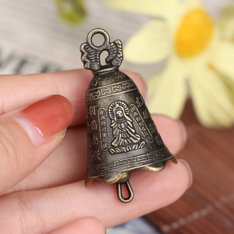 Miniescultura de cobre de latón de China, campana antigua para rezar, Guanyin, Shui, campana Feng, invitación, Buda, budista ► Foto 1/6