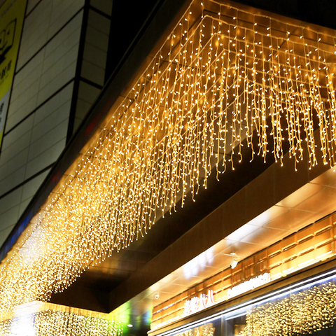 Luz LED de Navidad de 220V y UE, carámbano resistente al agua, guirnalda de luces de cortina con cadena para Bar, fiestas de boda, decoración de Año Nuevo ► Foto 1/6