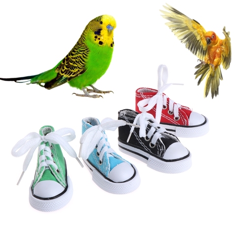 Mini zapatos de lona divertidos de pájaro, jaula colgante decorativo masticable, accesorios para loros, suministros usables ► Foto 1/6