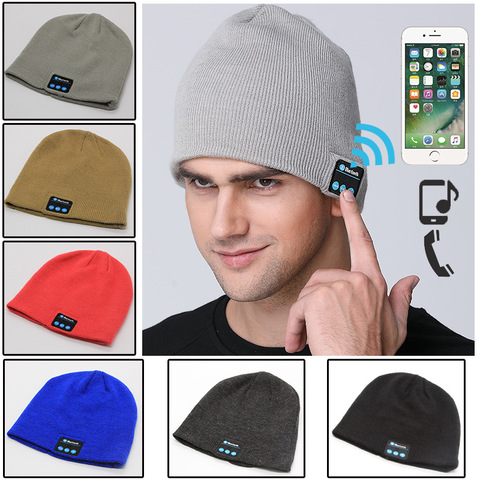 Gorro de lana con auriculares de música recargables por USB, gorro de invierno con Bluetooth ► Foto 1/6