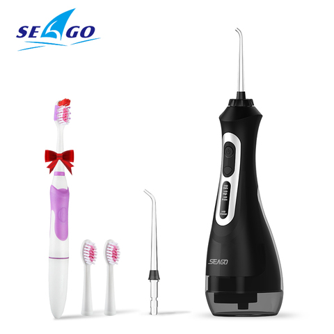 SEAGO-irrigador Dental portátil de agua, dispositivo Dental recargable por USB, 3 modos IPX7, 200ML de agua para Limpieza de dientes SG833 ► Foto 1/6