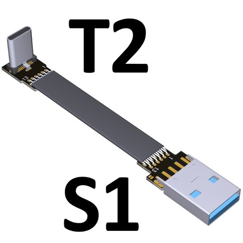 Conector USB 3,0 tipo A macho A USB 3,1 tipo C macho arriba/ángulo inclinado sincronización de datos USB y Cable de carga adaptador de conector tipo c FPC FPV plano ► Foto 1/6