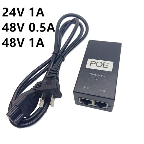 Adaptador de alimentador PoE para cámara IP, fuente de alimentación de 24V, 48 V, 0.5A, 1A, CCTV, PoE activo, 12, 24, 48 V, 1000Ma, 500mA ► Foto 1/6