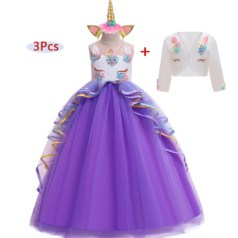 Vestido unicornio navidad niños vestidos para niñas Moana Elsa disfraz niñas princesa vestido niños cumpleaños fiesta vestido Fantasía ► Foto 1/6